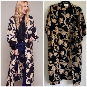 Maison Du Soir Black & Yellow Floral Kimono Cardigan S/M